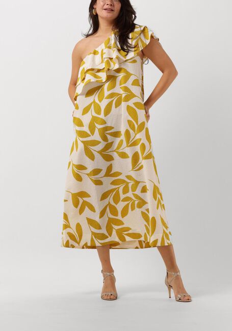 Gouden SECOND FEMALE Midi jurk UIVO ONE-SHOULDER DRESS - large