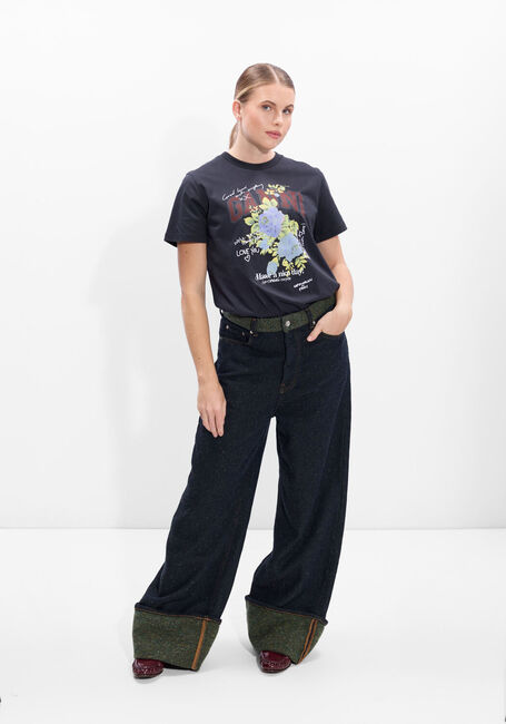 Zwarte GANNI Wide jeans MELANGE TWILL DENIM BAGGY JEANS FOLD-UP - large