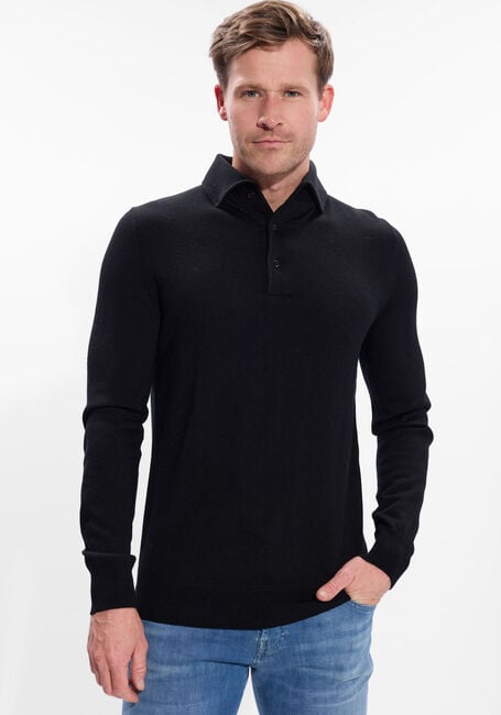 Zwarte LEURINK KNIT Polo POLO HIDDEN BUTTON DOWN - large