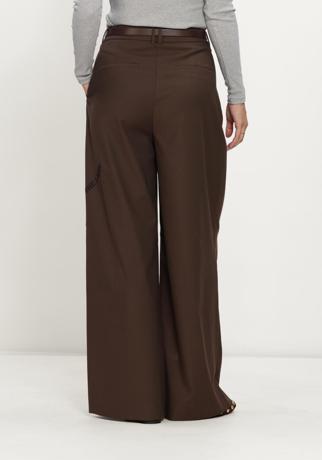 Bruine ALIX THE LABEL Wijde broek LADIES WOVEN WIDE LEG PANTS - large