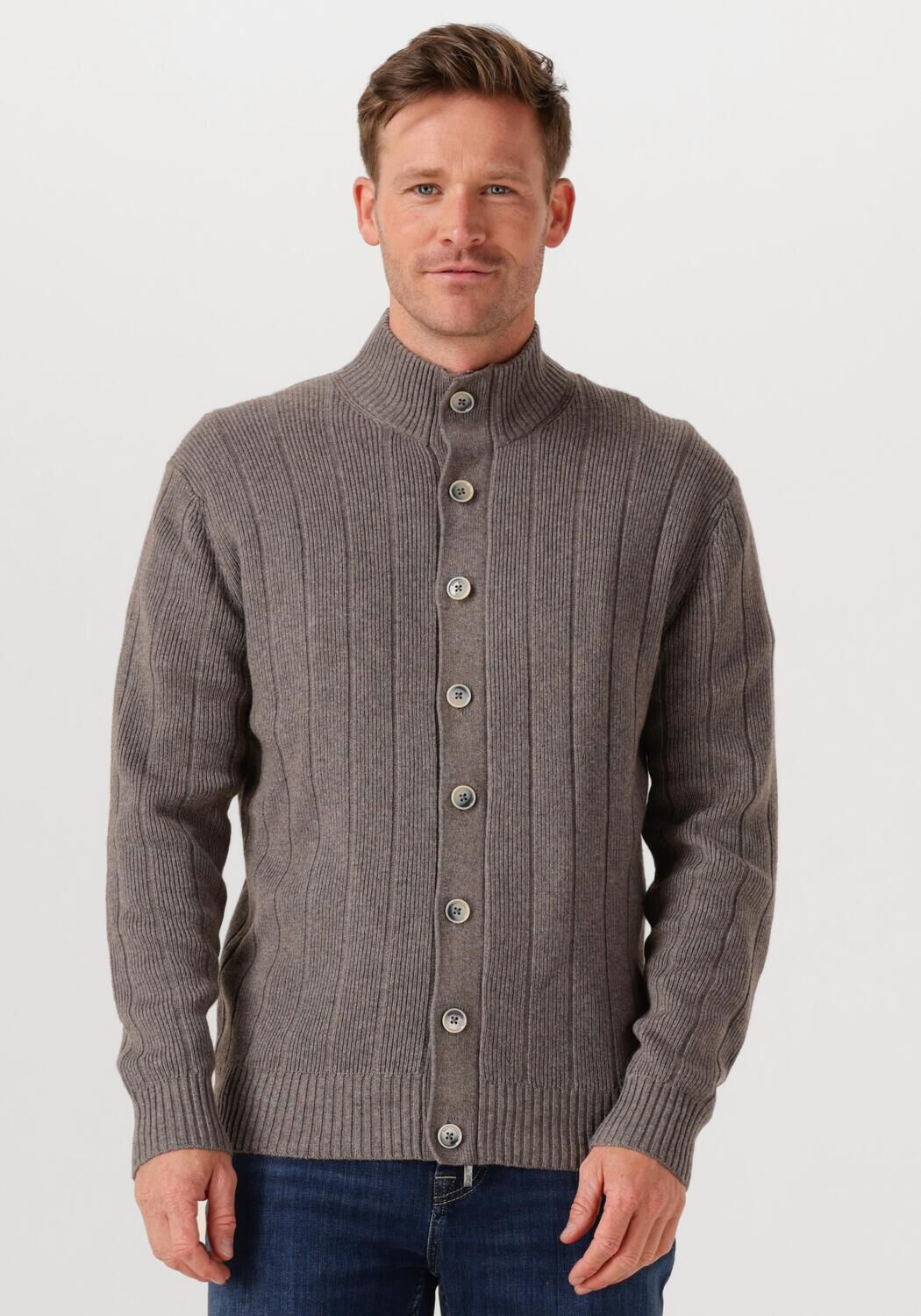 Gentiluomo Vest Heren Cardigan 8 Buttons, Maat: M, Kleur: Taupe afbeelding