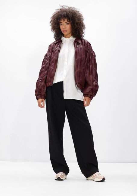 Bordeaux ALIX THE LABEL Jack LADIES WOVEN PLEATED FAUX LEATHER BOMBER - large