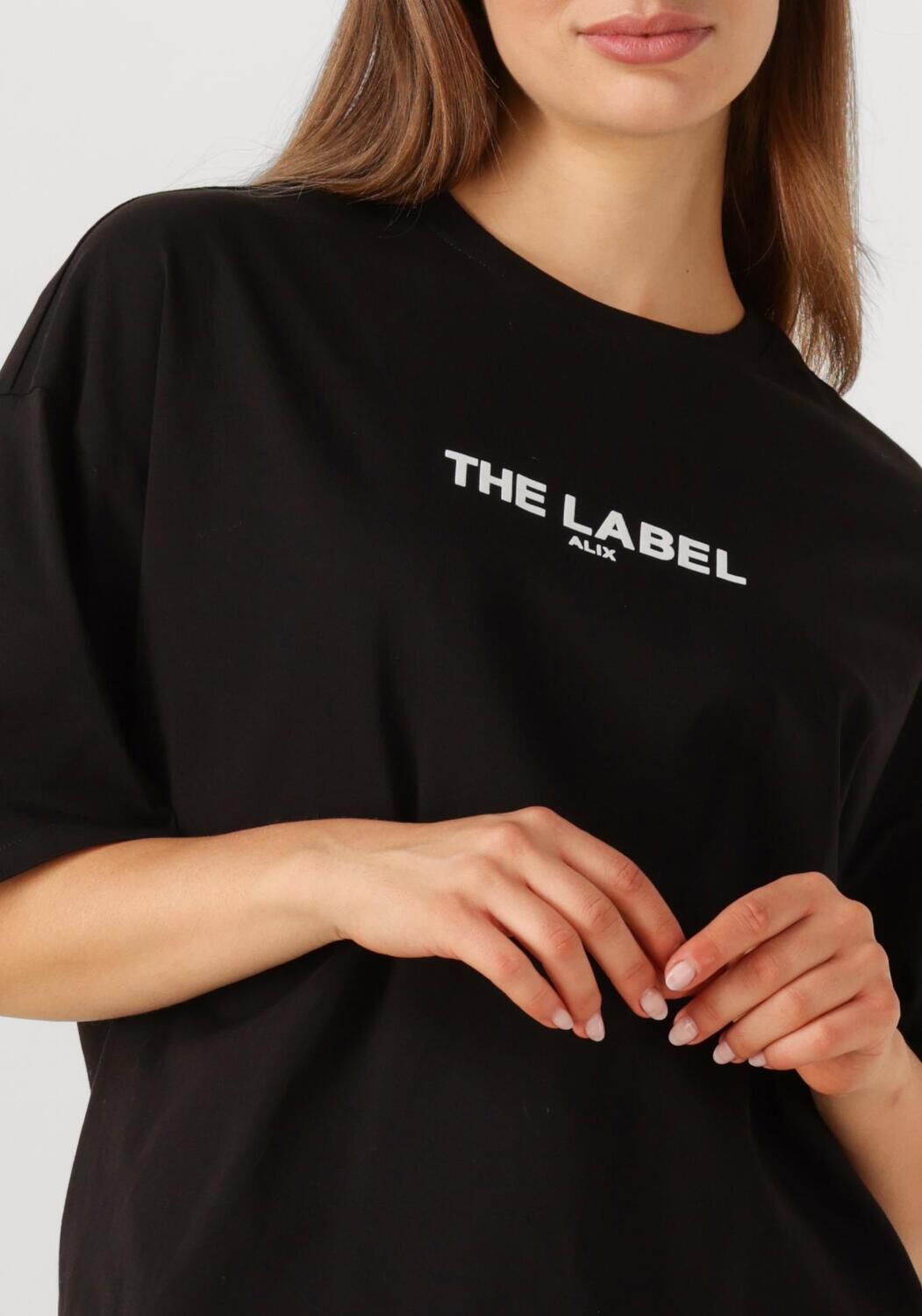 Zwarte ALIX THE LABEL T-shirt LADIES KNITTED BASIC THE LABEL T-SHIRT - large