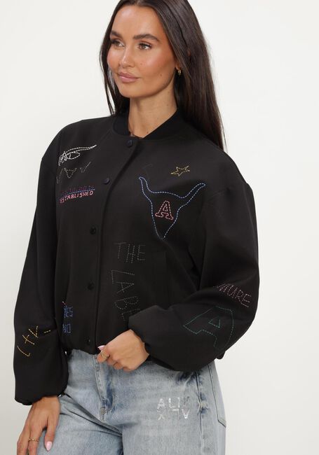 Zwarte ALIX THE LABEL Jassen LADIES WOVEN ARTWORK BOMBER - large