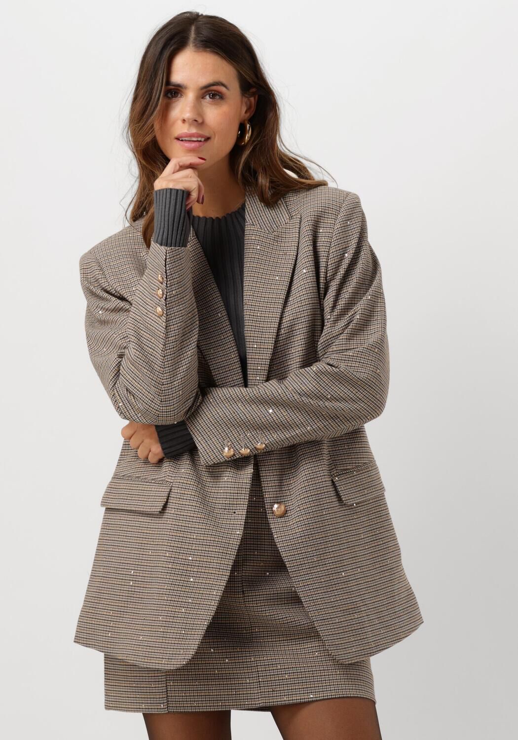 AAIKO Blazer Dames Amanda Tweed Vis 320, Maat: XS, Kleur: Bruin
