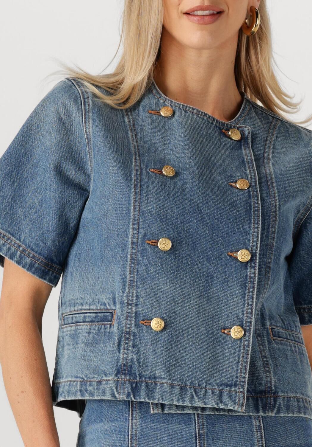 Zwarte ULLA JOHNSON Blouses THE SERGE SHORT SLEEVE JACKET - large