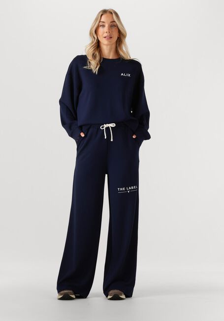 Donkerblauwe ALIX THE LABEL Wijde broek LADIES KNITTED WIDE LEG SCUBA PANTS - large