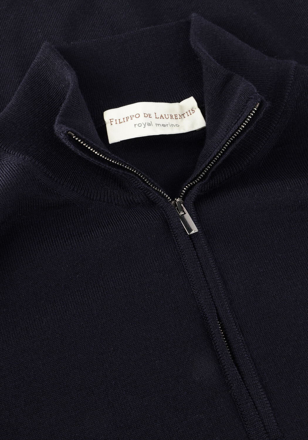Donkerblauwe FILIPPO DE LAURENTIIS Trui MEZZA ZIP ML R.MERINO - large