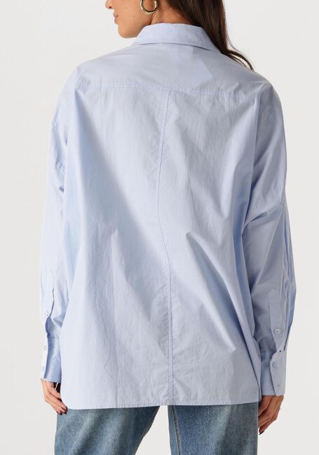 Blauwe SUMMUM Blouses FANCY BUTTON BLOUSE CRISPY POPLIN - large