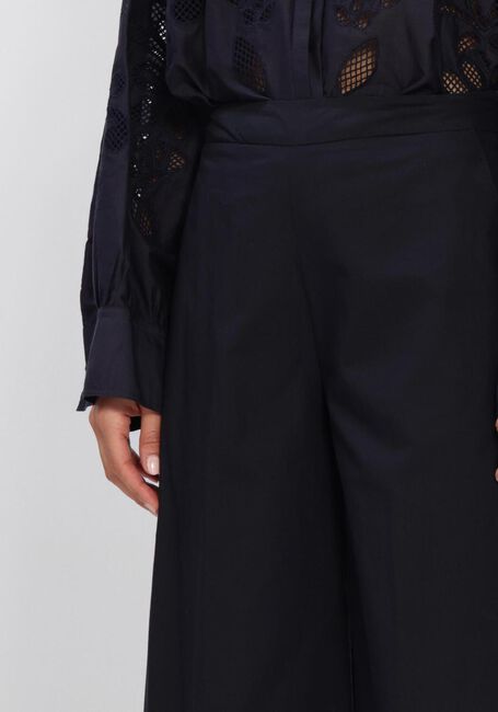 Donkerblauwe FORTE FORTE Pantalon LUNAMARIS EMBROIDERY CO POPLINE CROPPED PANTS - large