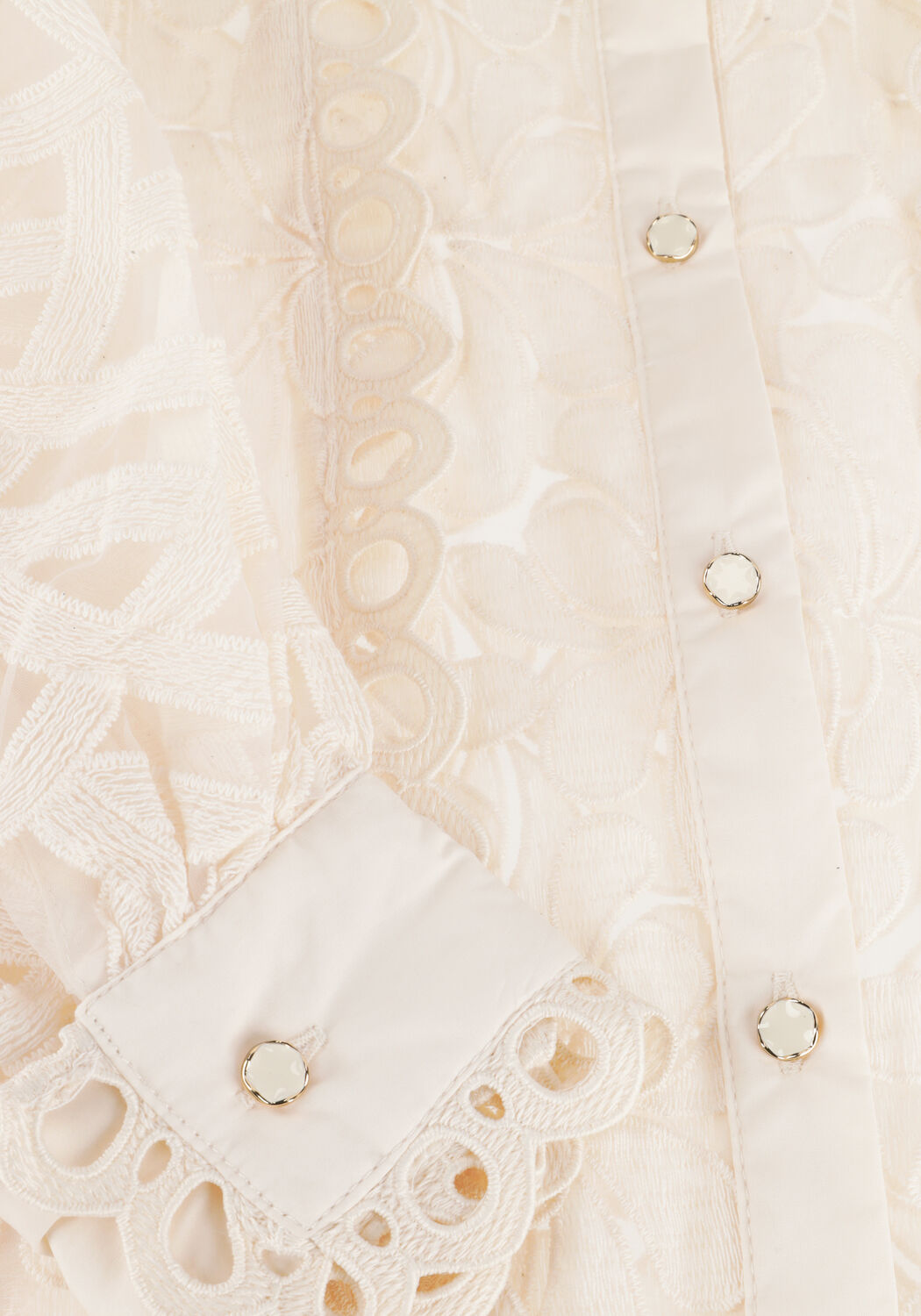 Witte SUMMUM Blouses BLOUSE LACE ORGANZA - large