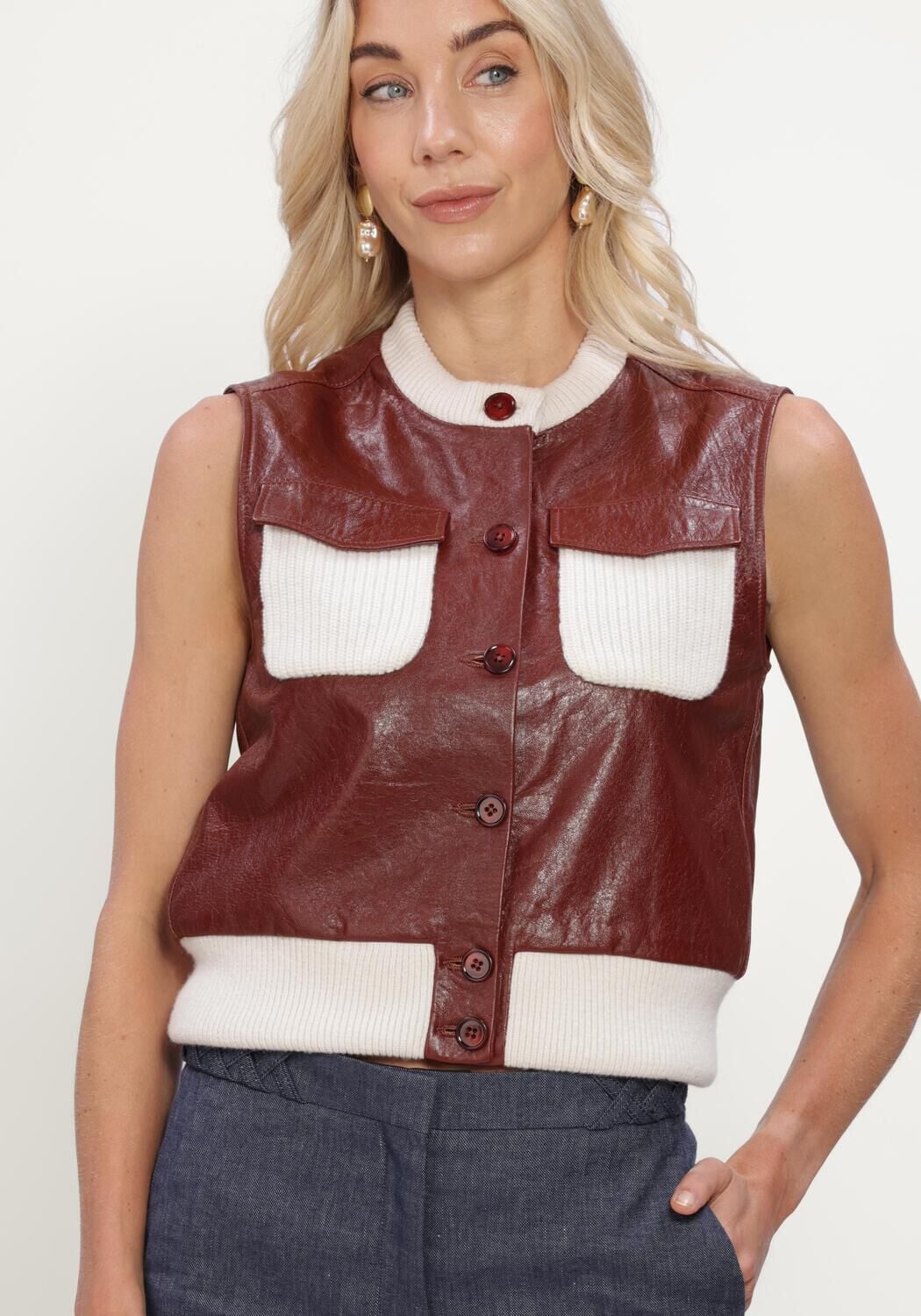 Bordeaux DOROTHEE SCHUMACHER Gilet IT'S A MATCH VEST - large