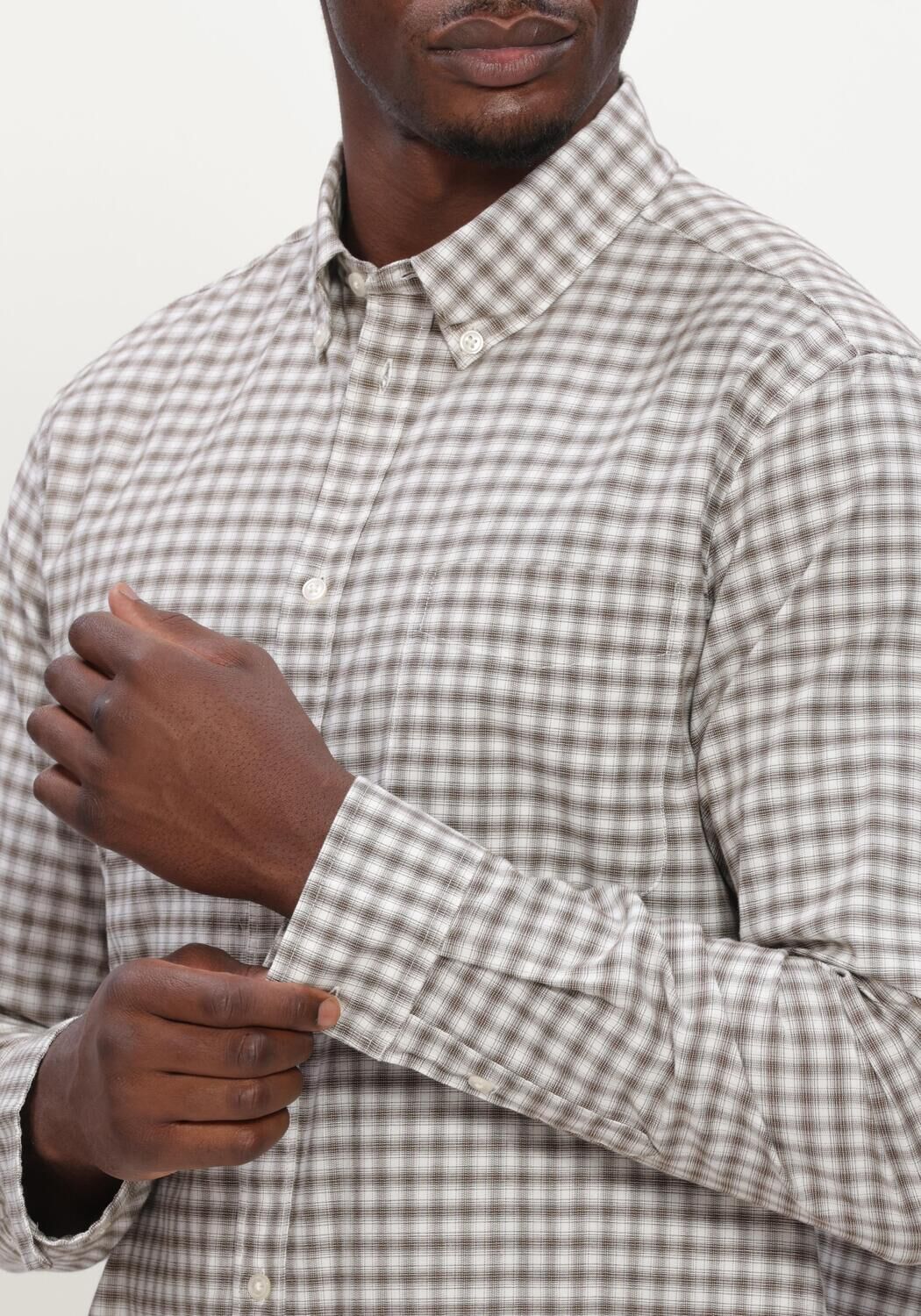 Bruine LES DEUX Casual overhemd TWO TONE MINI CHECK SHIRT - large