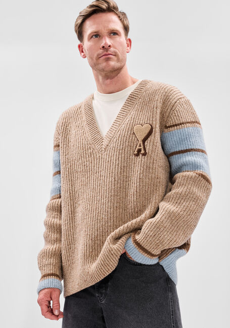 Beige AMI PARIS Trui COLLEGE SWEATER - large