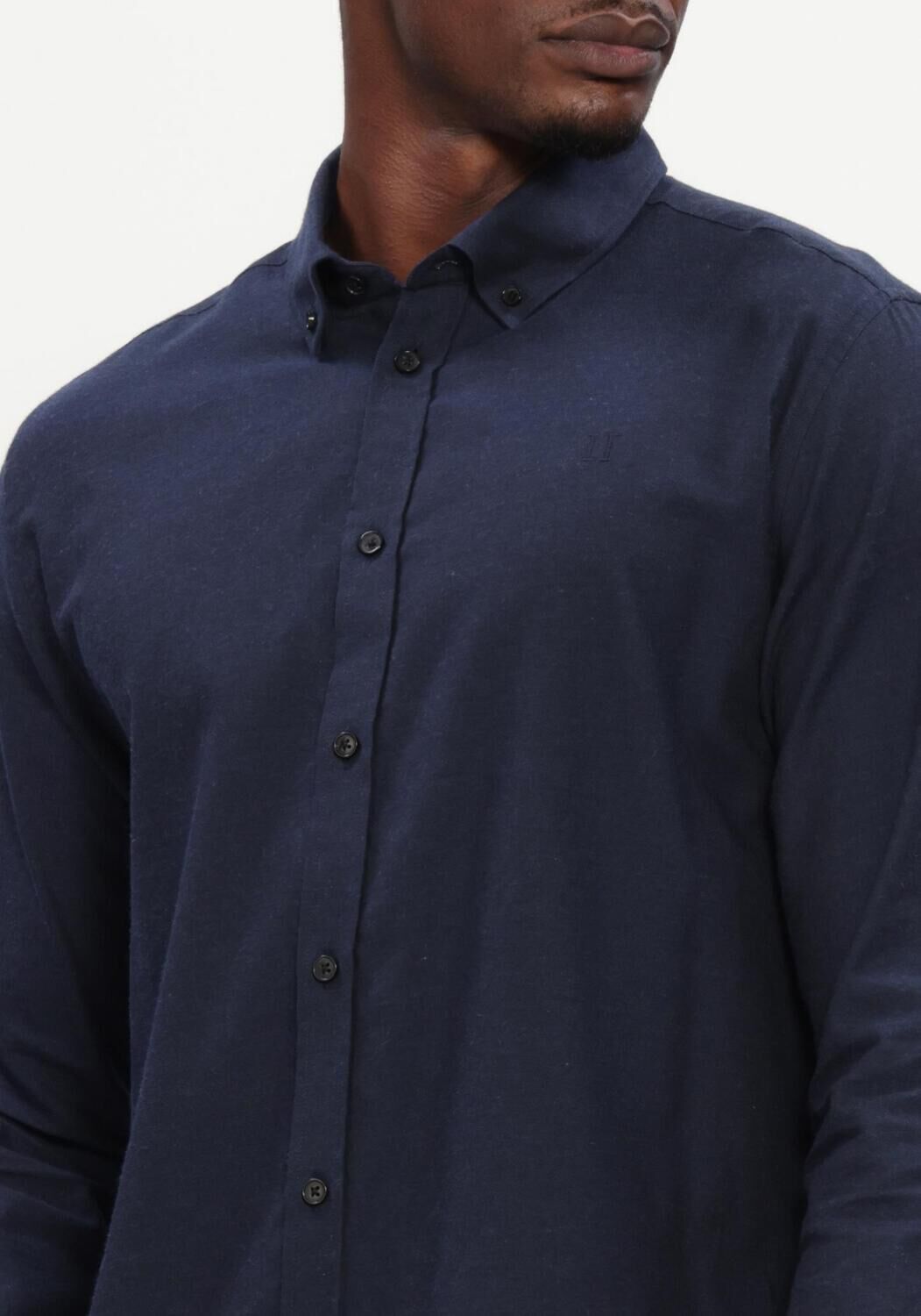 Donkerblauwe LES DEUX Klassiek overhemd SOFT FLANNEL SHIRT - large