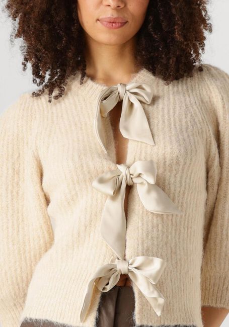 Ecru CO'COUTURE Trui CORALIE CC BOW RIB CARDIGAN - large