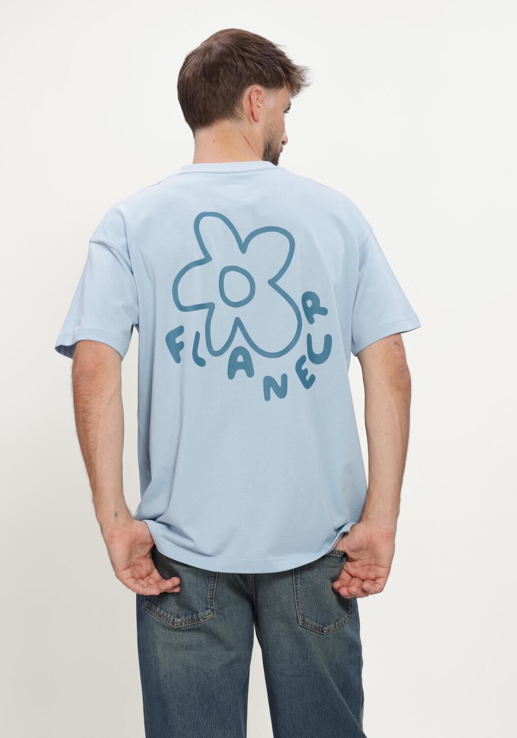 Lichtblauwe FLANEUR T-shirt BLOSSOM T-SHIRT - large