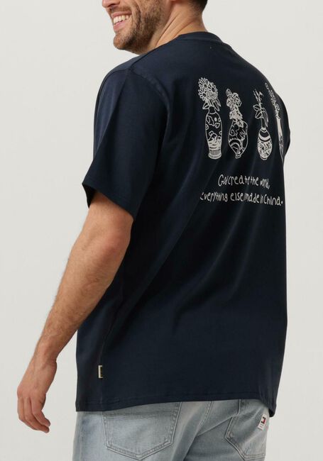 Donkerblauwe WOODBIRD T-shirt WBBAINE VASE TEE - large