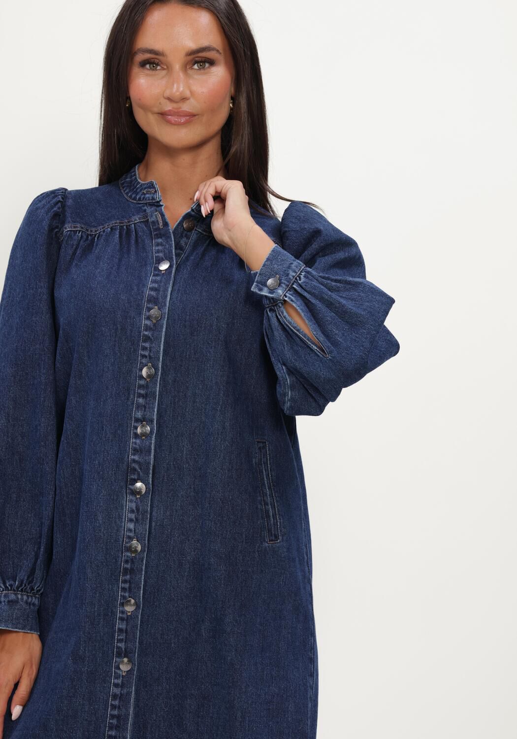 Donkerblauwe CO'COUTURE Mini jurk DENICECC LS DENIM DRESS - large