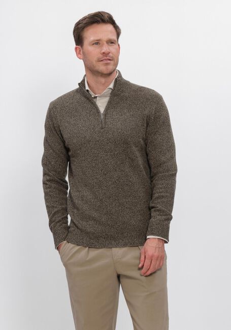 Bruine PROFUOMO Trui PULLOVER HALF ZIP 80/20 - large