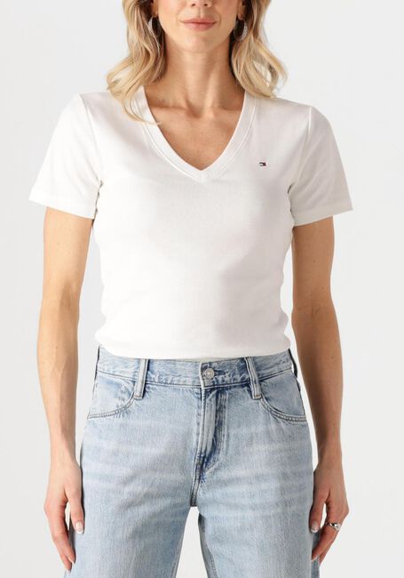 Witte TOMMY HILFIGER T-shirt NEW SLIM CODY V-NK SS - large