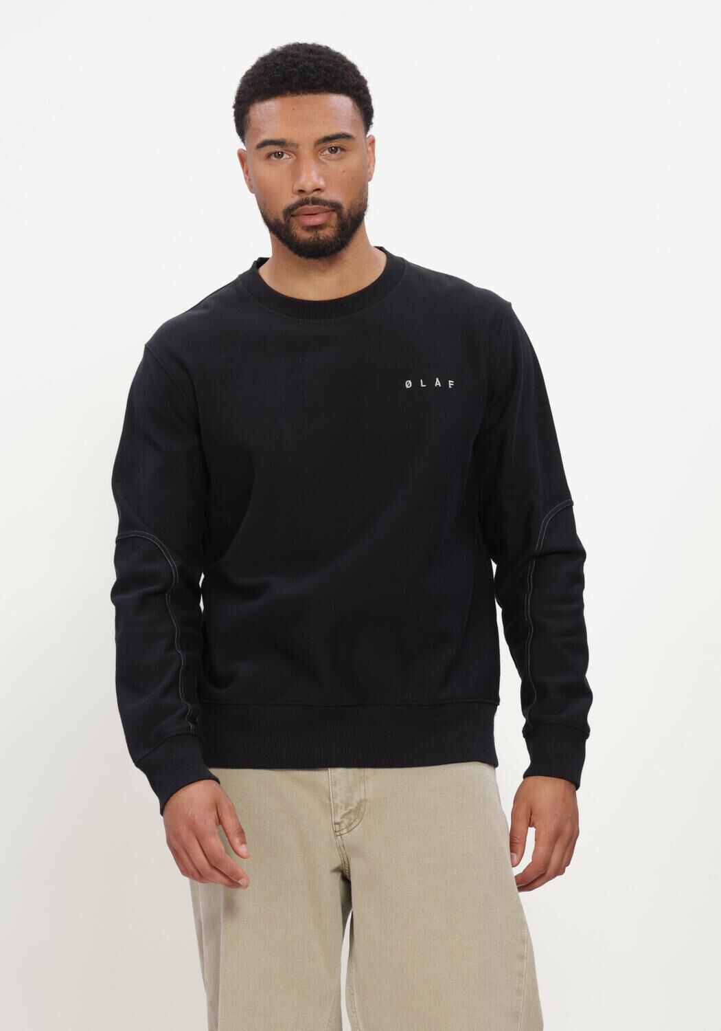 Zwarte OLAF HUSSEIN Sweater FACE CREWNECK - large