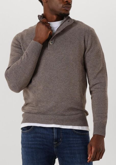 Taupe GENTILUOMO Trui TURTLE BUTTON+ZIP LS - large