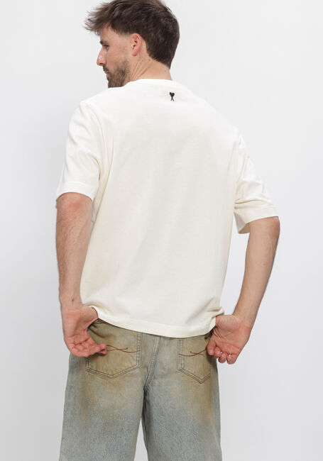 Ecru AMI PARIS T-shirt BOXY FIT SHORT SLEEVES TEEHISRT WITH SIGNATURE PRINT AT FRONT - large