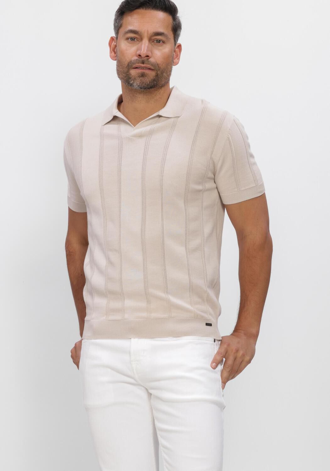 Beige GENTILUOMO Polo POLO NO BUTTONS SS - large