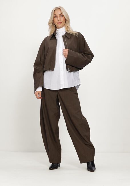 Bruine HERSKIND Wijde broek DANTE MID WAIST PANTS - large