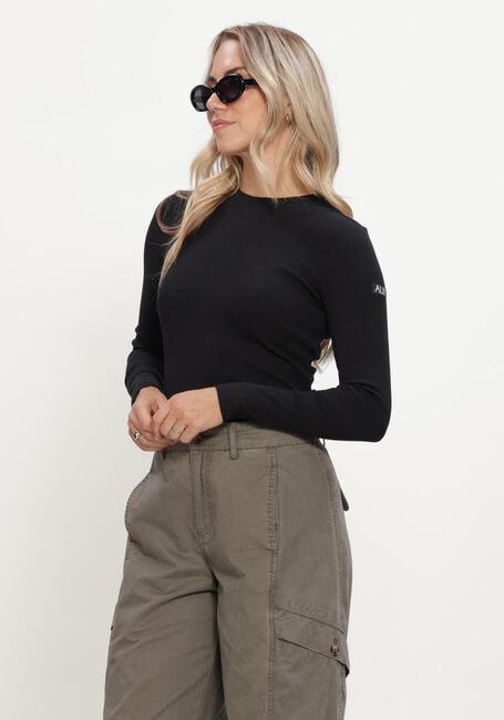 Zwarte ALIX THE LABEL Tops & T-shirts LADIES KNITTED RIB LONGSLEEVE T-SHIRT - large
