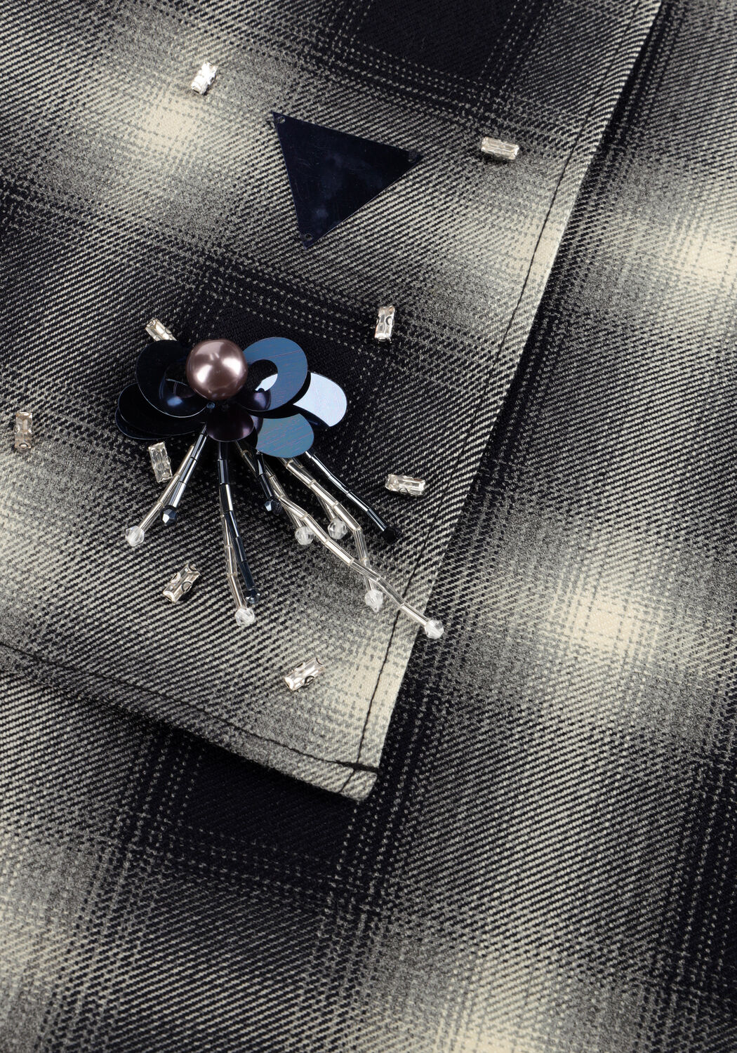 Multi DANTE6 Sjaal BRONA EMBELLISHED CHECK SCARF - large