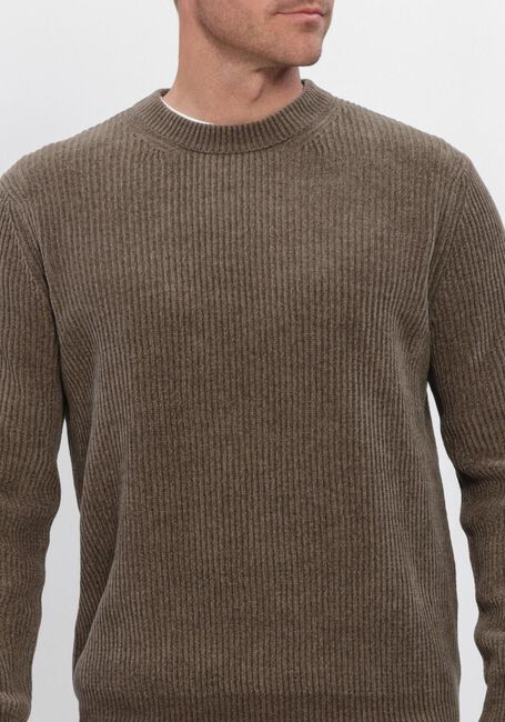 Bruine PROFUOMO Trui PULLOVER CREW NECK CHENILLE RIB - large