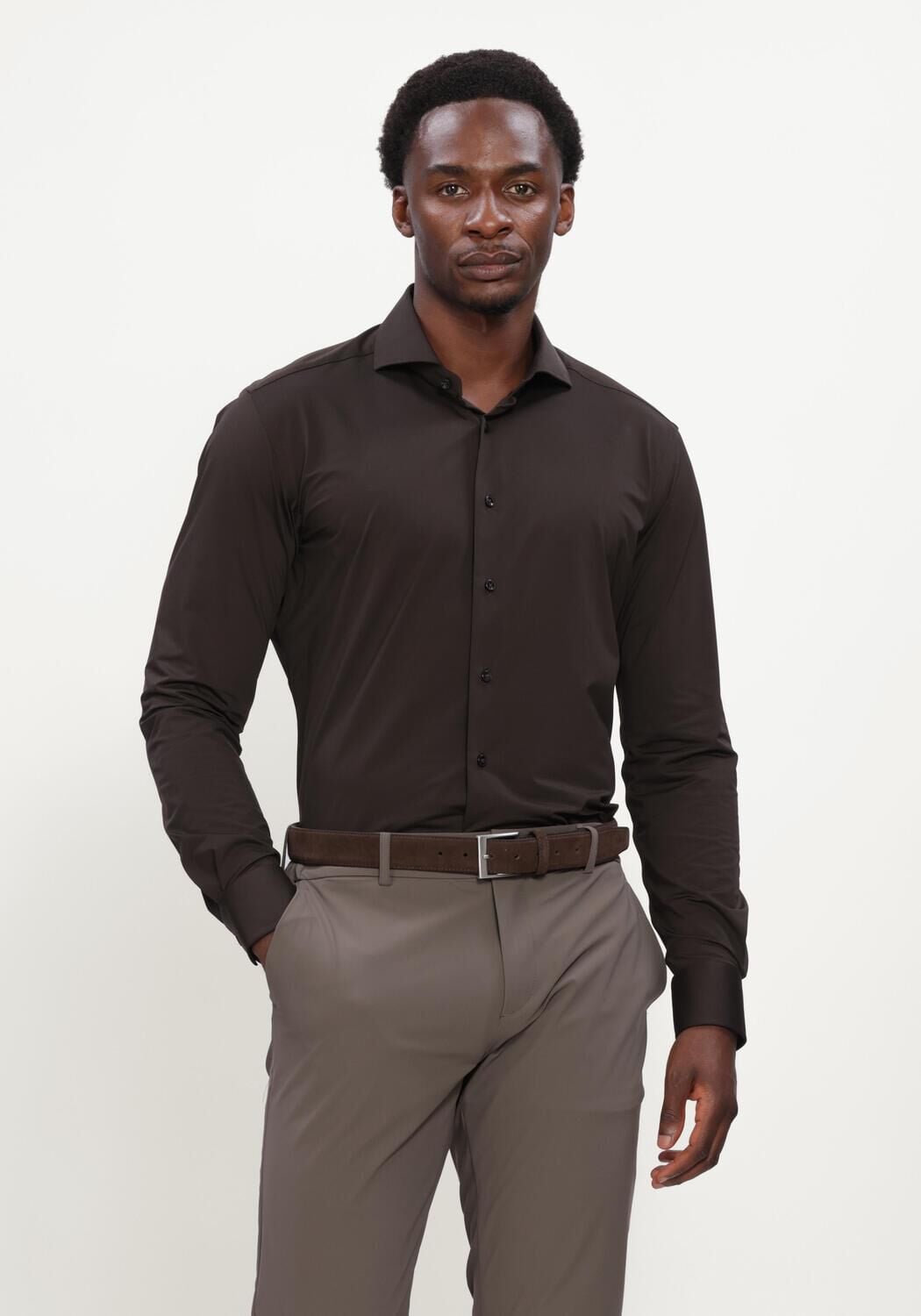 Bruine XACUS Casual overhemd ACTIVE SHIRT 520ML - large