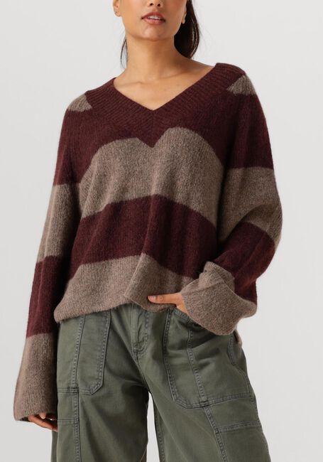 Bruine MOS MOSH Trui MMTACI STRIPE LS V-NECK KNIT - large