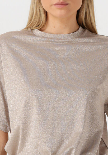 Beige SUMMUM T-shirt BOXY TOP SOFT LUREX JERSEY - large