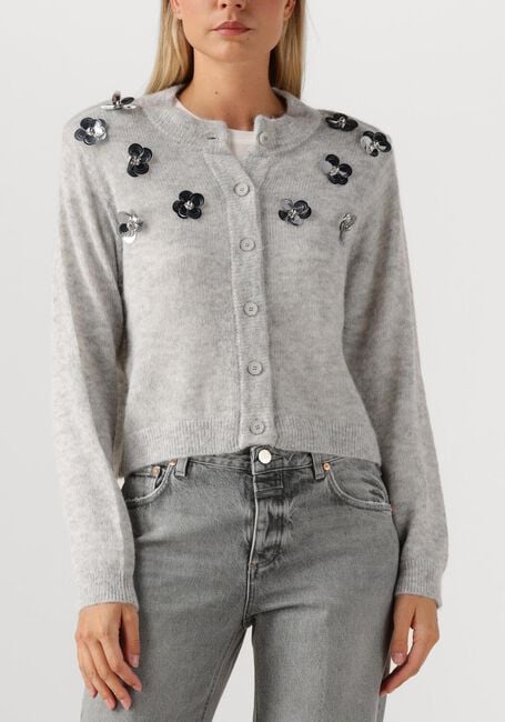 Lichtgrijze DANTE6 Vest FAWN SEQUIN CARDIGAN - large