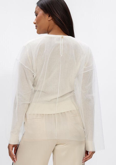Ecru FORTE FORTE Top WOOL CASHMERE GAUZE KNIT AND TULLE T-SHIRT - large