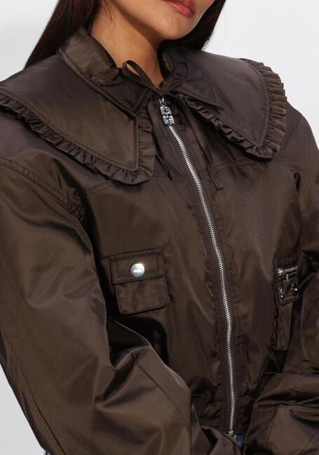Bruine GANNI Jassen DUCHESSS NYLON BOMBER JACKET - large