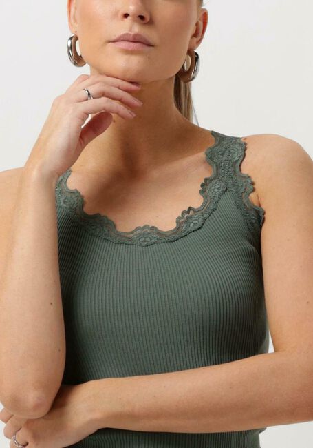 Donkergroene ROSEMUNDE Top SILK TOP W/ LACE - large