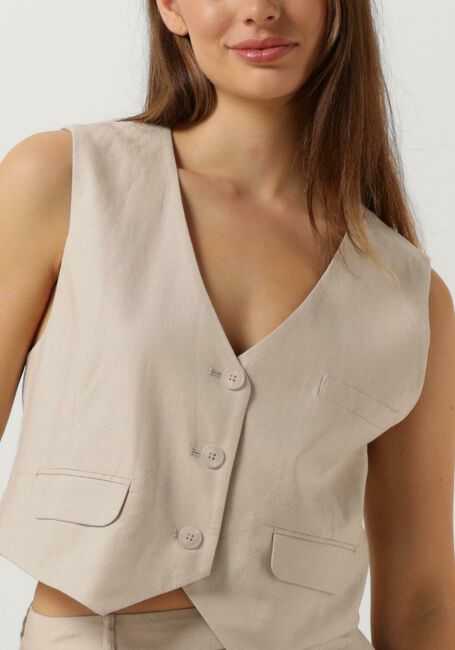 Beige GESTUZ Gilet LIZAGZ LINEN WAISTCOAT - large