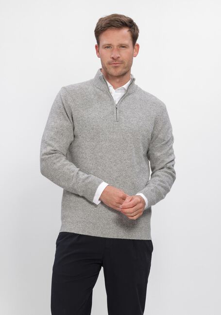 Lichtgrijze PROFUOMO Trui PULLOVER HALF ZIP 80/20 - large