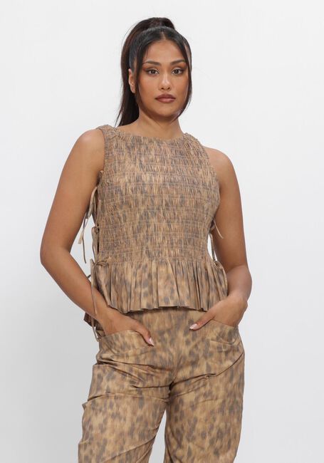 Groene GANNI Top SMOCKED TIE STRING TOP - large