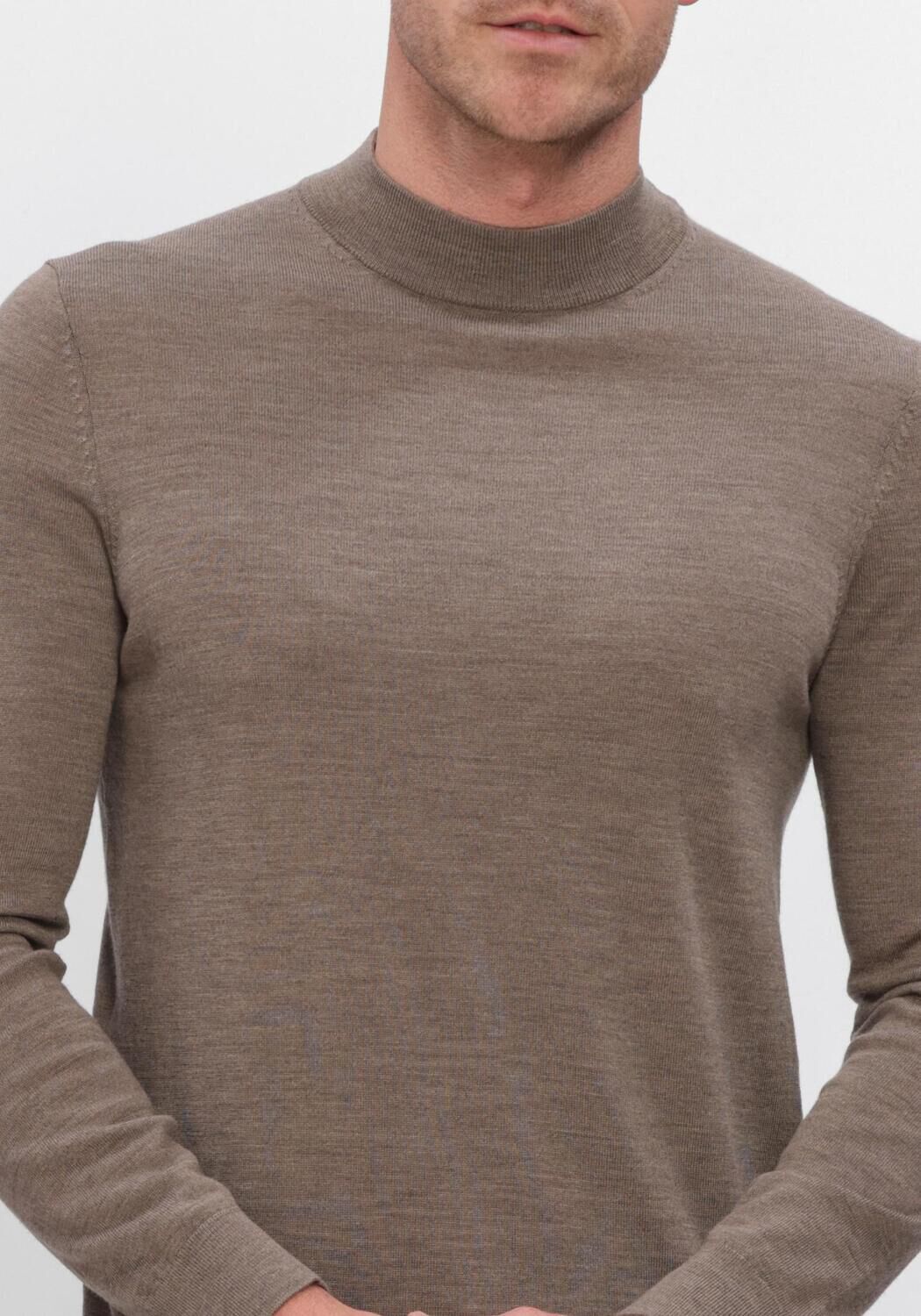 Taupe PROFUOMO Trui PULLOVER MOCK NECK EXTRAFINE MERINO - large