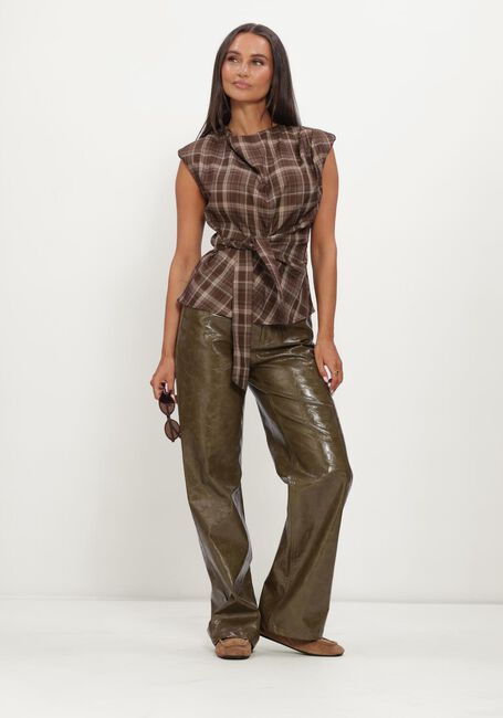 Bruine CO'COUTURE Top DAGNYCC CHECK PLEAT TOP - large