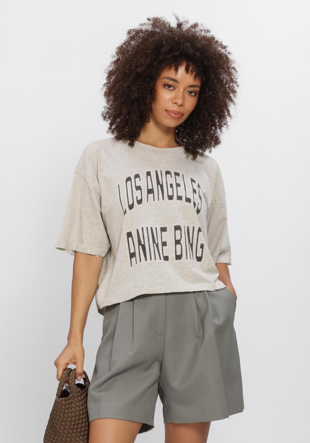 Zand ANINE BING T-shirt JOHNNY CROPPED TEE - large