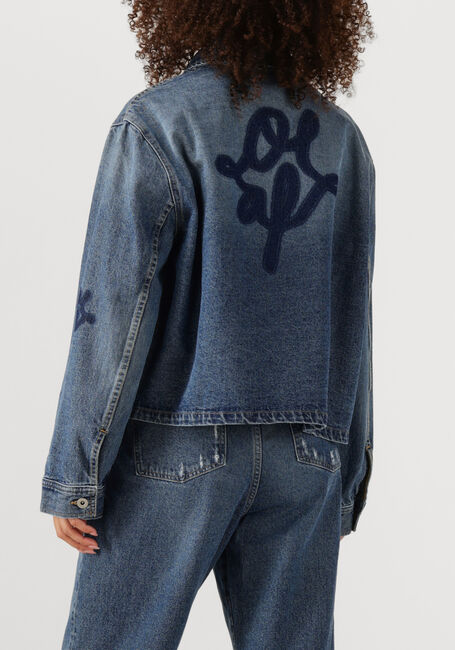 Blauwe OLAF HUSSEIN Spijkerjas MONOGRAM DENIM JACKET - large