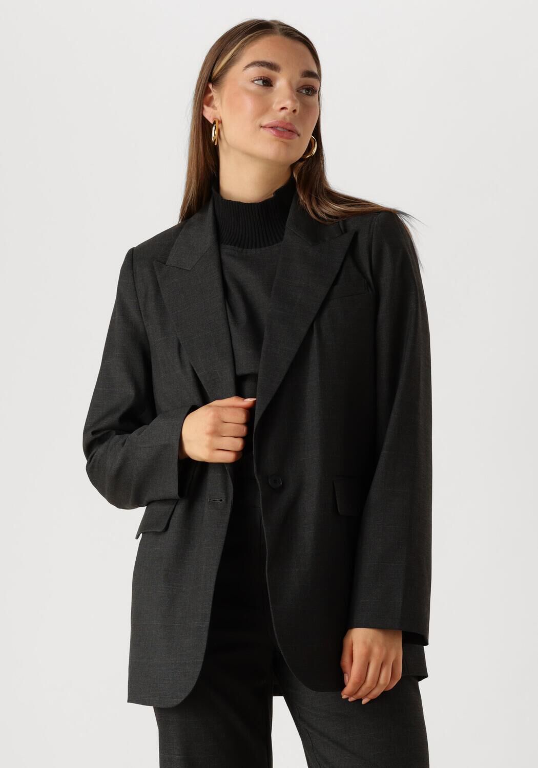 Co'Couture Blazer Dames Kaya Single Oversized Blazer, Maat: L, Kleur: Grijs