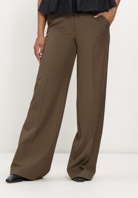 Donkergroene HAUTE L'AMITI&Eacute; Pantalon PREMIERE PLAIN TALL PANT - large