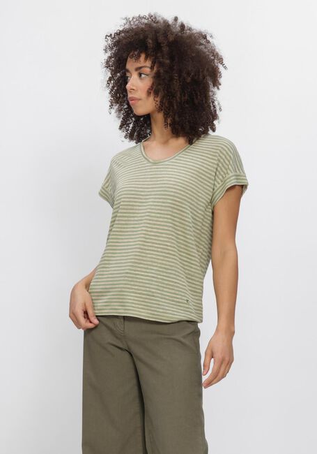 Groene LUISA CERANO T-shirt LEINEN RINGEL T-SHIRT - large